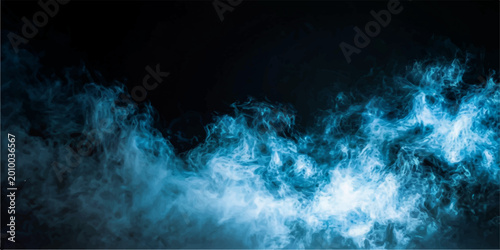 Fotografie A mesmerizing display of swirling ethereal smoke against a backdrop of deep blue, creating an atmosphere of mystery and artistic vision