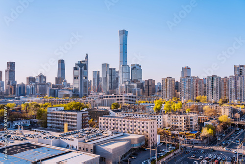 Foto High angle view of the CBD business buildings in Beijing, China  (panorama build