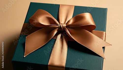 Elegant Teal Gift Box with a Golden Satin Bow.