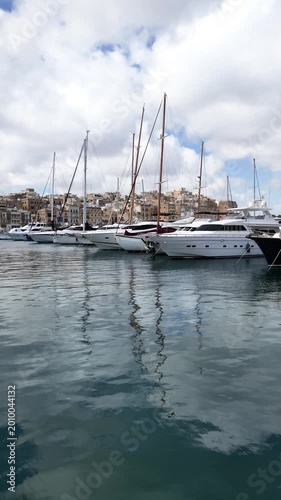 The boats and yachts along Birgu Waterfront, Malta