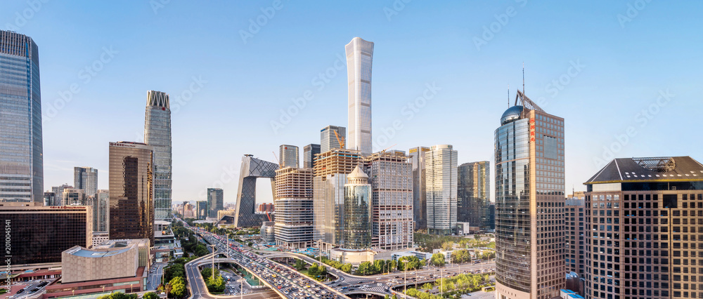 Obraz premium High angle view of the CBD building complex in Beijing, China