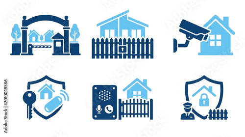 Cuadro en lienzo Home Security System Icon Set.