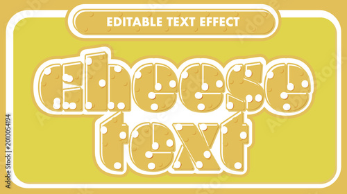 Editable Cheese Text Effect, Fun Yellow Cheese Typography Style with Cartoon Food Design