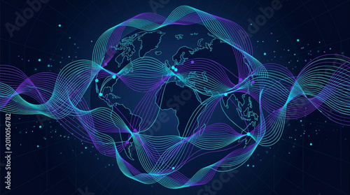 Photos Globe made of small blue dots.