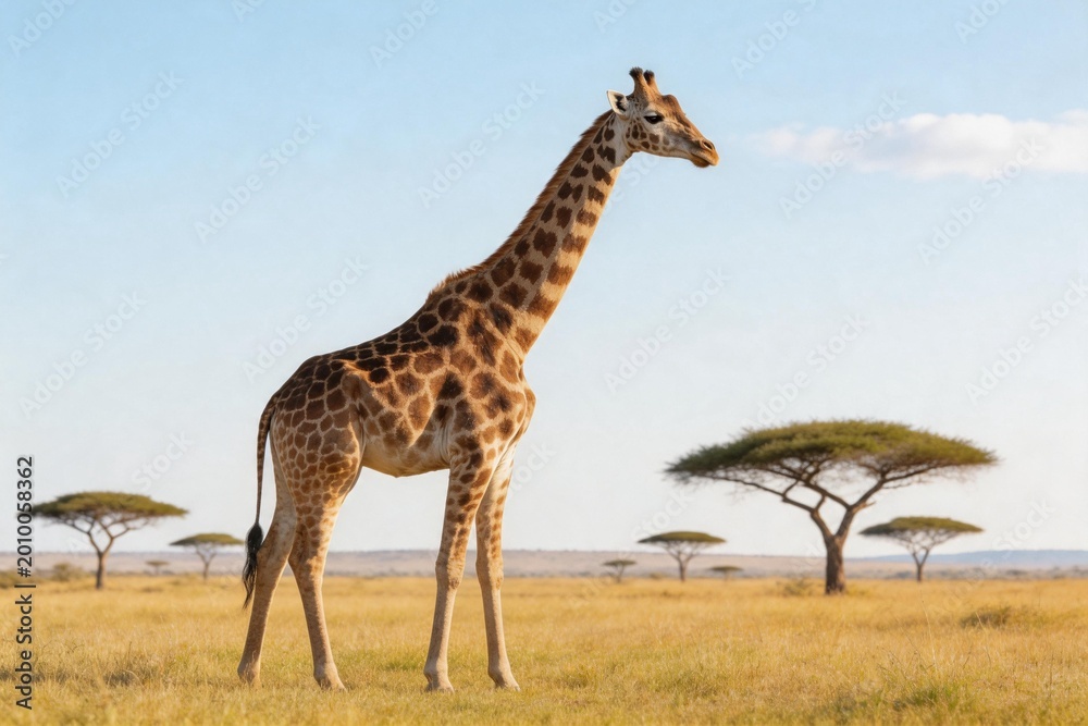 Obraz premium Giraffe standing in savanna landscape