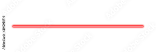 glowing red neon horizontal line isolated on transparent background