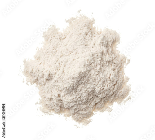 Quadro su tela White coconut flour powder pile top view isolated