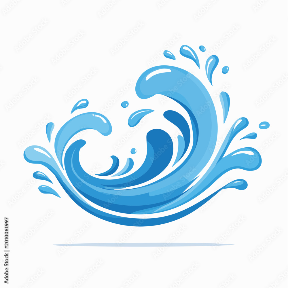 Fototapeta premium Stylized Blue Water Wave Splash