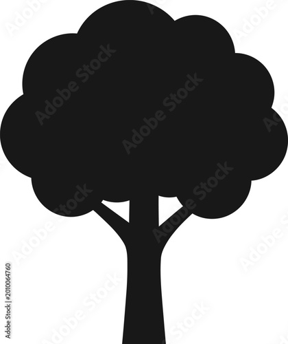 Simple silhouette of a tree with a large leafy crown  tree  nature