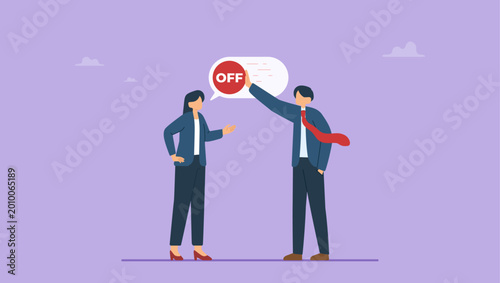Cuadro en lienzo Businesswoman speak to executive management but denied