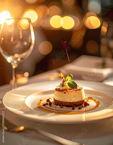 Delicious dessert on white plate table.