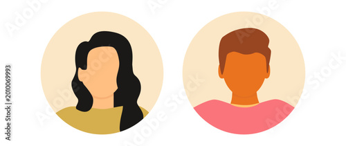 Vector flat illustration. Bright avatar, user profile, face icon, gender neutral silhouette, profile picture. Suitable for social media profiles, icons, splash screens and as a template.