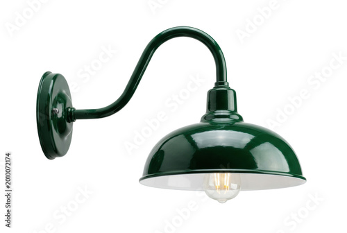 Foto Green gooseneck barn light side view isolated