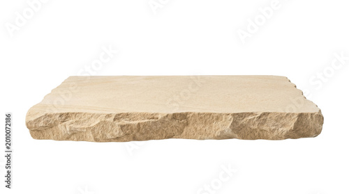 Tableau sur toile Natural beige sandstone slab side view isolated
