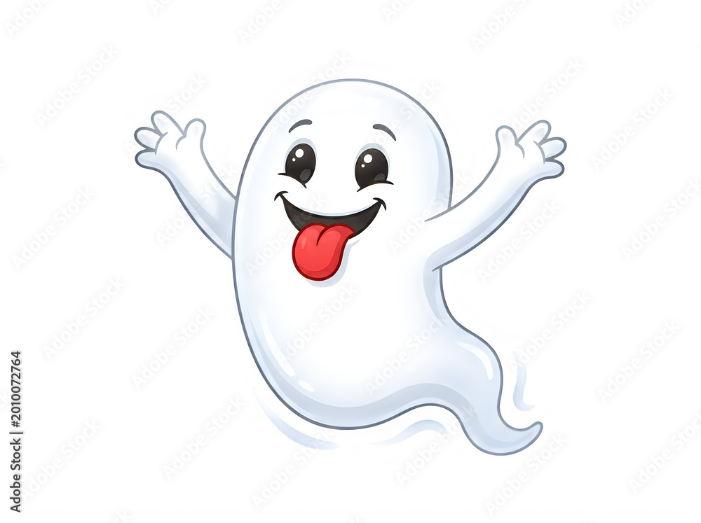 Obraz premium Cute halloween ghost cartoon png isolated on transparent background