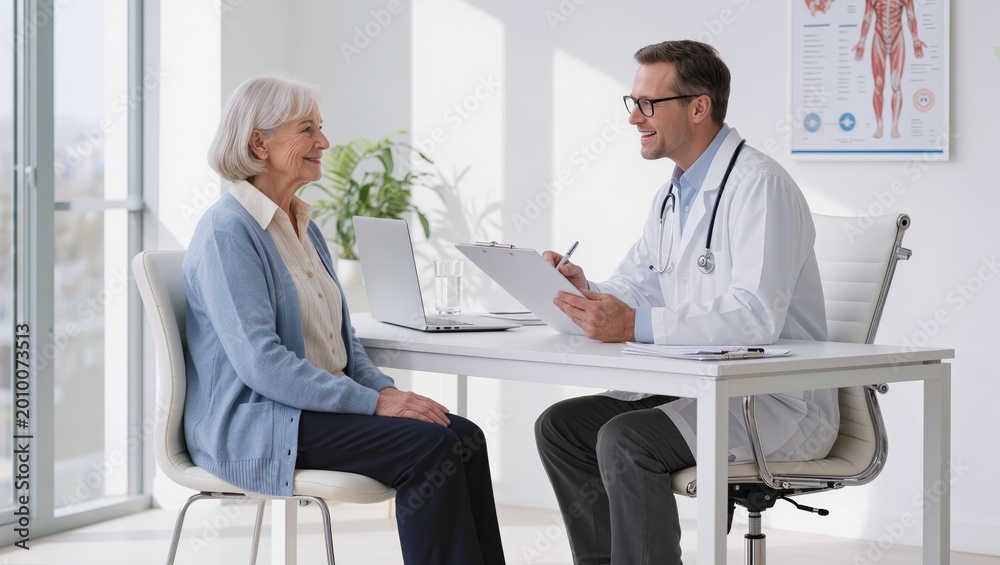 Fototapeta premium Medical consultation with senior woman and doctor