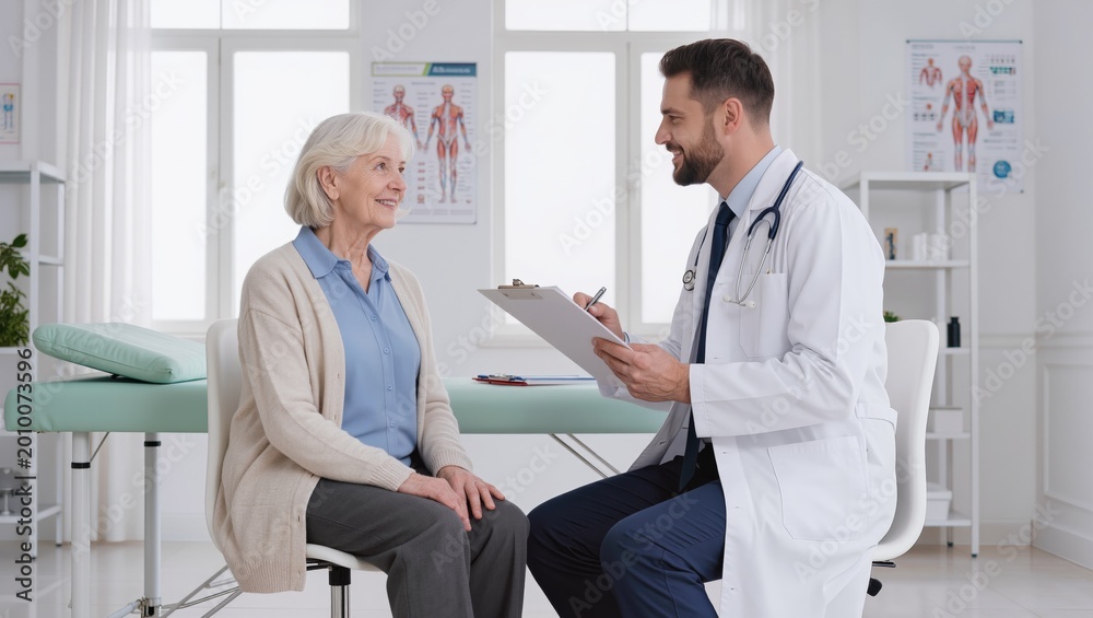 Fototapeta premium Medical consultation with senior woman and doctor