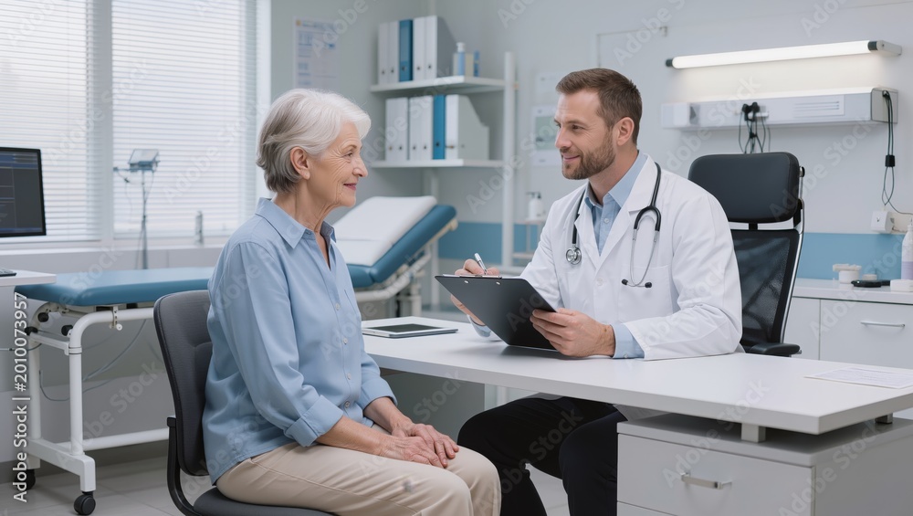 Obraz premium Medical consultation with senior woman and doctor