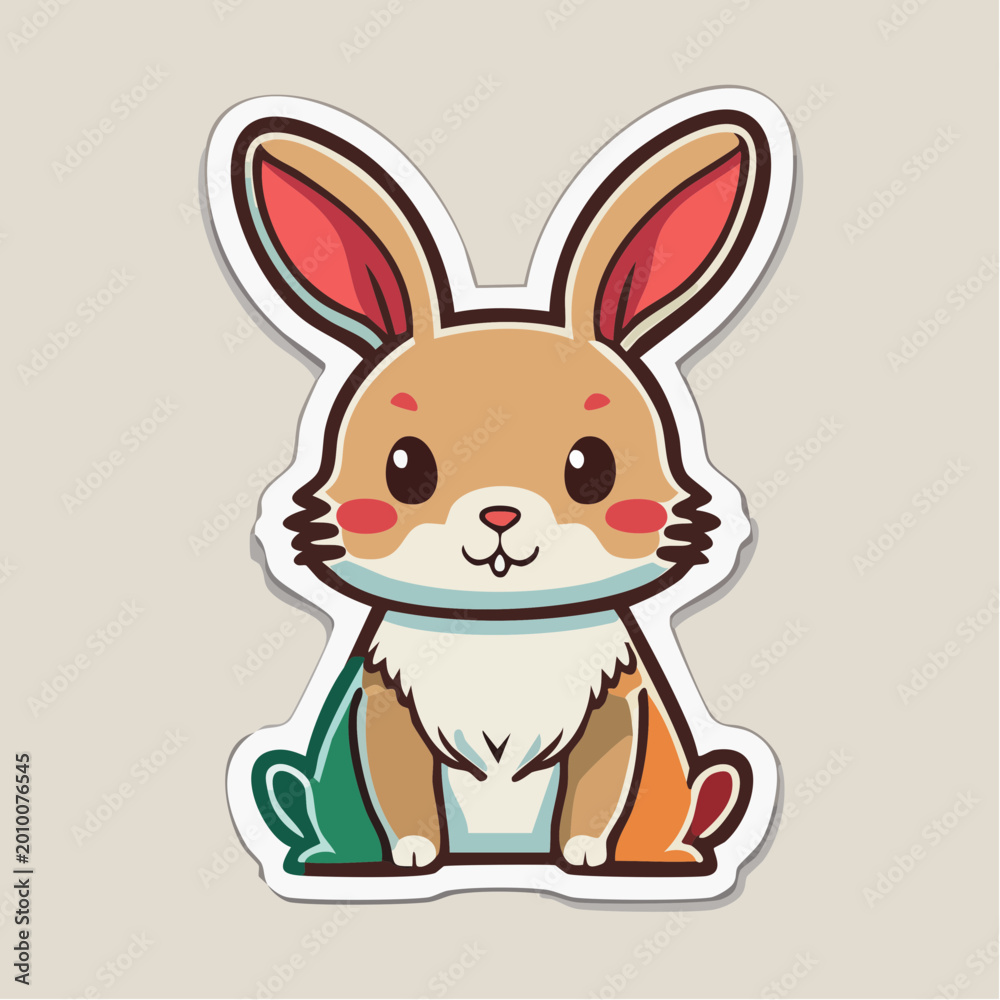 Obraz premium Cute Cartoon Rabbit Sticker