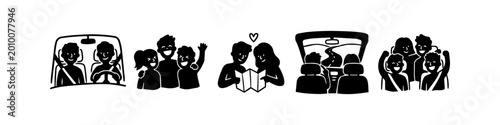 Obraz na płótnie Set of minimalist black icons representing moral compass, ethics, and direction