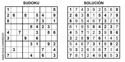 Photos Cuadrícula de juego Sudoku clásico nivel medio, rompecabezas numérico