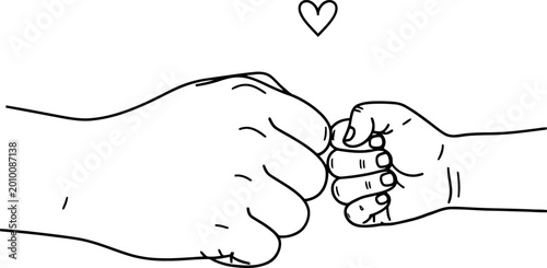 A hand drawn illustration of an adult and a child doing a fist bump.