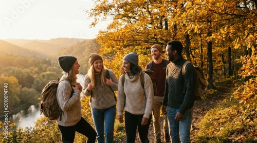 Diverse university students collaborating on a modern green campus