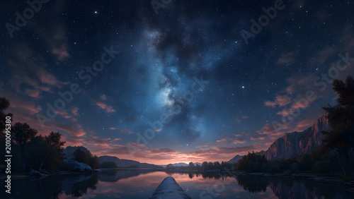 Night Sky Kaleidoscope Art. Ultra Realistic Night Sky Scenes. Beautiful Stars Through a Kaleidoscope. Cosmic Patterns and Colors in the Night Sky.