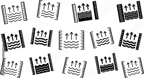 Foto Heat Transfer Icon Set with Thermal Flow Arrows and Temperature Measurement Symb