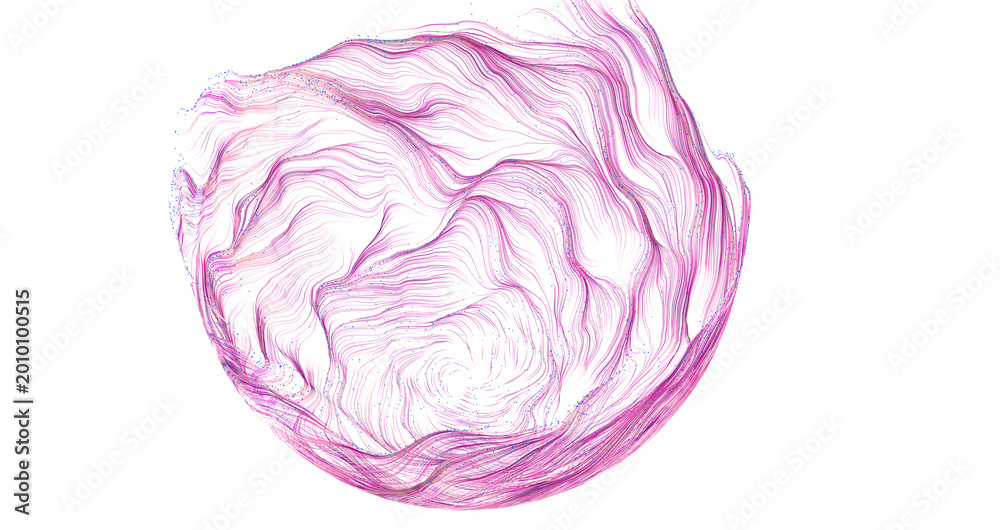 Obraz premium A mesmerizing abstract visualization of pink particles swirling and flowing to create a dynamic, sph