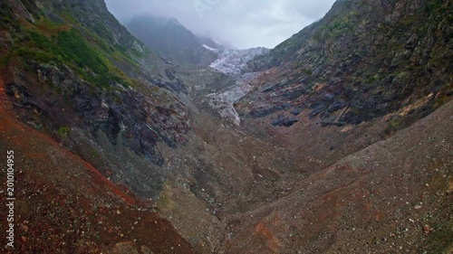Aerial View of Glacier Valley in Svaneti Caucasus Mountains, Georgia