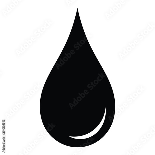 Simple black water drop icon vector isolated on white background