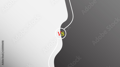 Tableau sur toile Professional versus screen background with VS logo and black white wavy split