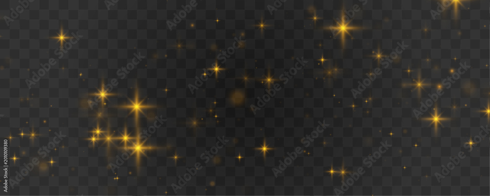 Naklejka premium Bright golden dust with luminous streaks and haze. Cheerful glow forms energy. Perfect design element for banners. vector