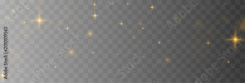 Quadro em tela Golden dust particles with star glitter and soft glow