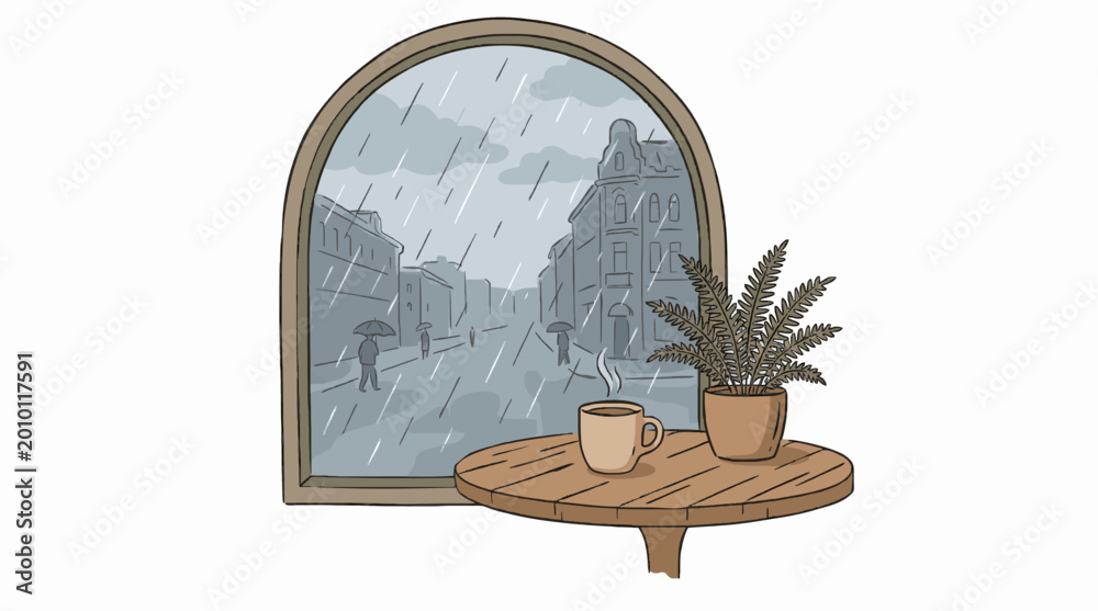 Obraz premium Cozy Rainy Window View