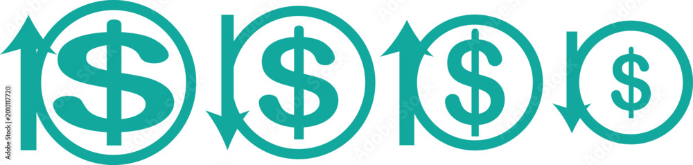 Obraz premium Dollar coin vector icons set. US dollar coin vector symbols collection