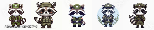 Canvas Print vector of raccoon soldier
