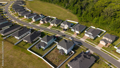 Obraz na plátně Overhead View of Residential Suburban Development of new single family homes