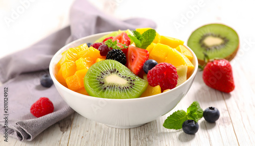 Vibrant fruit salad bowl with fresh colorful ingredients healthy refreshing food lifestyle
