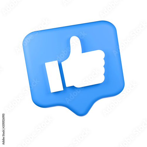 Photos Thumbs Up Icon in Blue Bubble: A vibrant thumb up symbol in a modern, stylized bubble, designed to communicate approval, appreciation, and positive engagement