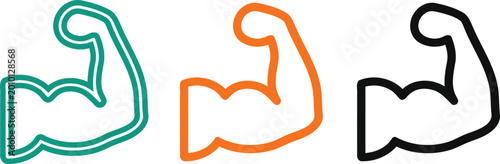Cuadro en lienzo Muscle icons set biceps flexing illustrations isolated on transparent background