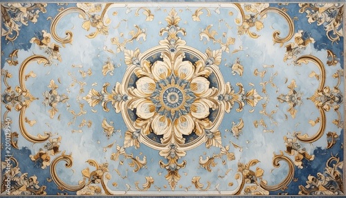 クラシックヨーロピアン絨毯の装飾模様｜Vintage Baroque European Carpet Ornament Pattern	