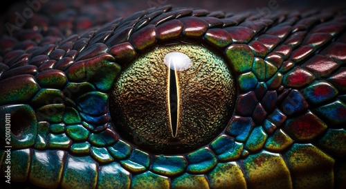 Extreme Close Up Macro Shot of a Snakes Eye with Intricate Scales.