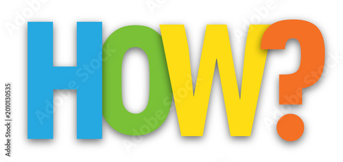 HOW? colorful typography banner on transparent background