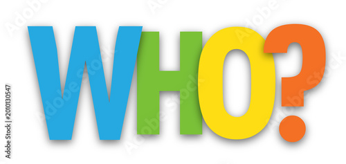 WHO? colorful typography banner on transparent background