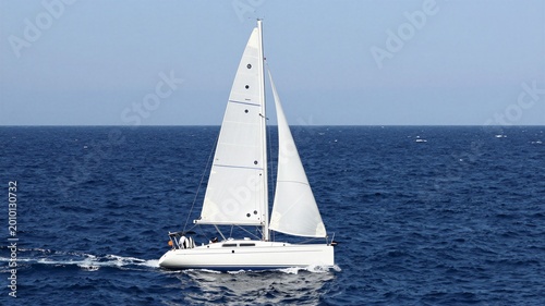 Serene Open Ocean Sailboat