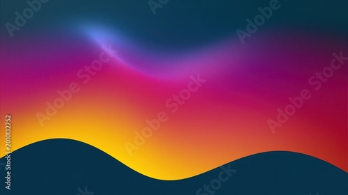 Abstract digital artwork featuring smooth gradient waves transitioning from dark blue to vibrant pink, purple, and yellow hues.