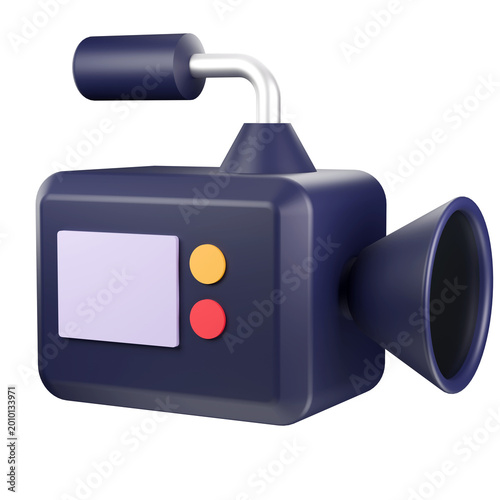 Digital Video Camera: An illustrated image showcasing a sleek digital video camera, highlighting the device's design, functionality, and technological attributes.