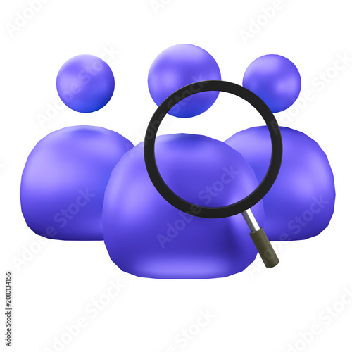 Focused Inquiry: An intriguing graphic resource representing the concept of audience research and people search, depicting a magnified view with a magnifying glass.